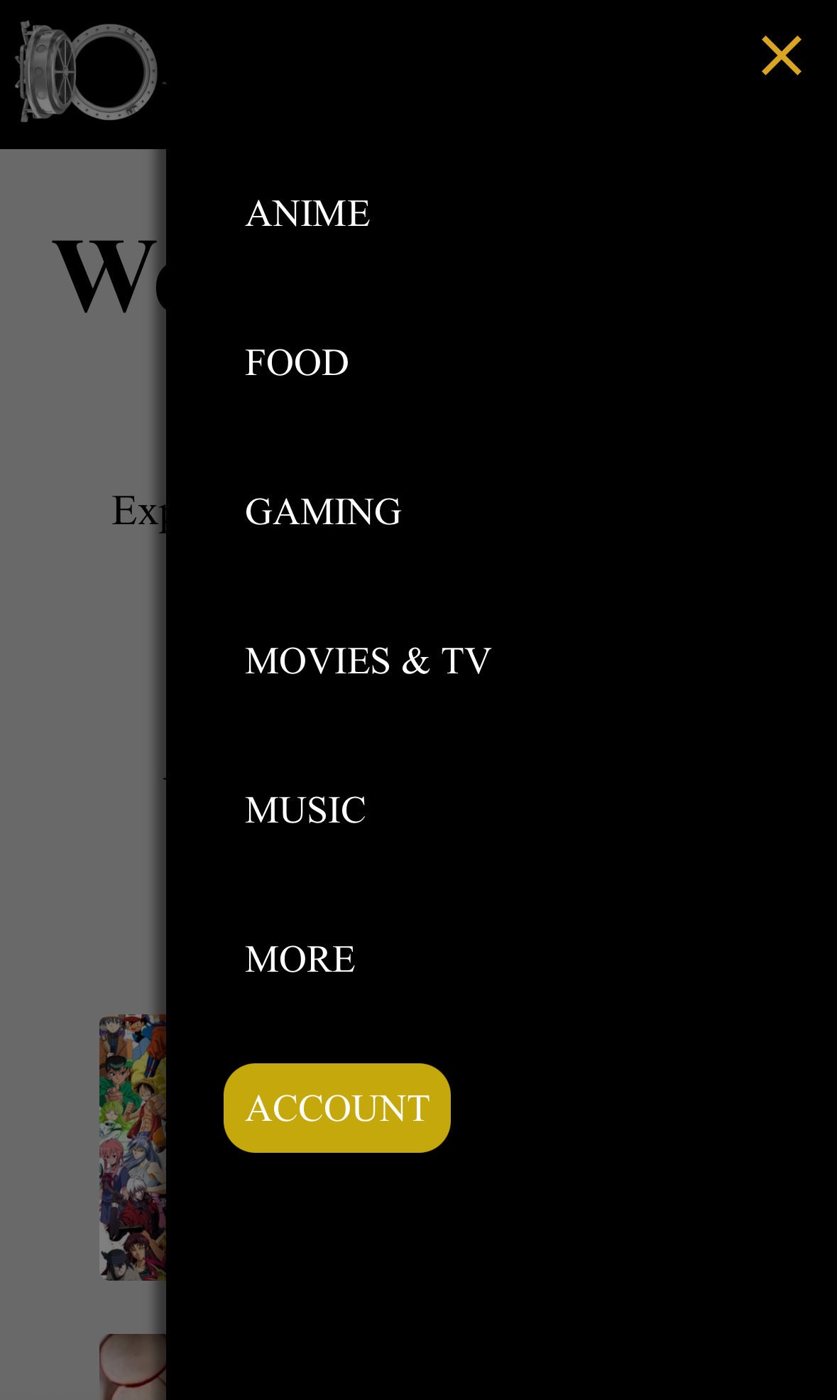 Vault website mobile navigation